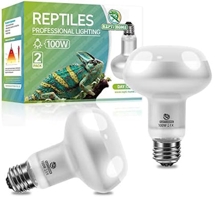 Reptile Heat Lamp 2Pack 100W, Intense Basking Spot Light Bulb with UVA, Simulate Natural Daylight Heat Bulb for Reptile, Turtle, Bearded Dragon, Lizard, Tortoise, Gecko, Snake