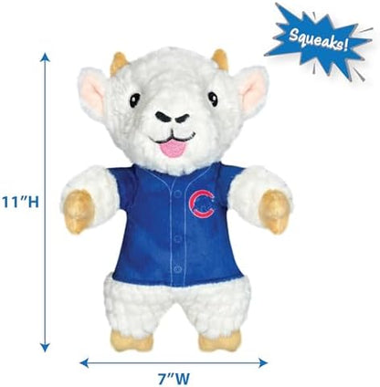 Pets First MLB Chicago Cubs Goat Plush Toy for Dogs and Cats with Squeaker, Wearing a Team Jersey! Fun & Sporty Goat Shaped Dog Chew Toy, Interactive Pet Toy