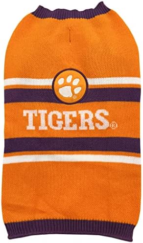 NCAA Clemson Tigers Dog Sweater, Size Medium. Warm and Cozy Knit Pet Sweater with NCAA Team Logo, Best Puppy Sweater for Large and Small Dogs