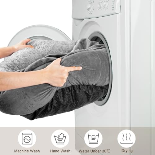 JOEJOY Small Dog Bed Cat Bed with Hooded Blanket, Cozy Cuddler Luxury Puppy Pet Bed, Donut Round Calming Anti-Anxiety Dog Burrow Cave Bed - Anti-Slip Bottom and Machine Washable 26 inch