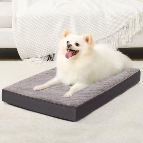 KSIIA Orthopedic Dog Bed for Medium Dogs with Waterproof, Dark Grey, 29x18