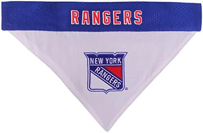 Pets First NHL New York Rangers Reversible Bandana Size XX-Large for Dogs & Cats. 2 Sided Sports Bandana, Premium Embroidery Team Logo, Many NHL Teams Available