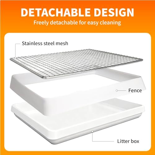 BESNEW 3 in 1 Rabbit Hay Feeder with Litter Box,Upgraded Metal Hay Rack & Litter Tray & Water Bowl,Quick Cleaning,Easy to Install,Bunny Supplies for Rabbit Guinea Pig Chinchilla Small Animals
