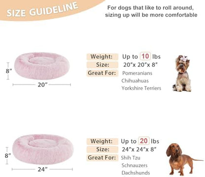 WNPETHOME Small Pink Round Calming Dog Bed Cat Bed for Comfy Sleep