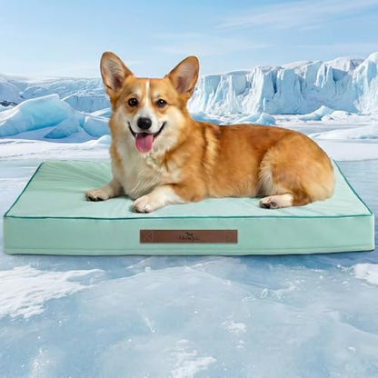 Cooling Dog Bed for Crate, 30 x 20 Inch Orthpedic Cooling Mat for Dogs with Removable Washable Cover, Breathable Egg Crate Foam Anti-Slip Pet Beds, Light Aqua