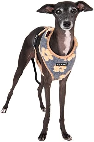 Puppia Ren Dog Harness Over-The-Head Warm Winter Flower Pattern Adjustable Chest for Small and Medium Dog, Beige, Large