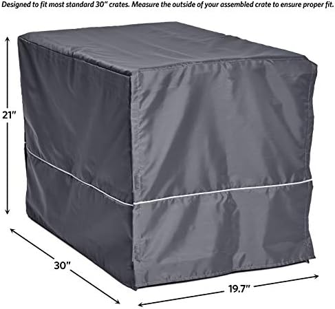 New World Midwest Homes for Pets Medium Dog Crate Cover, Polyester Privacy Kennel Cover Fits Most 30-inch Crates, Light Gray, Machine Washable, Reduces Barking & Chewing