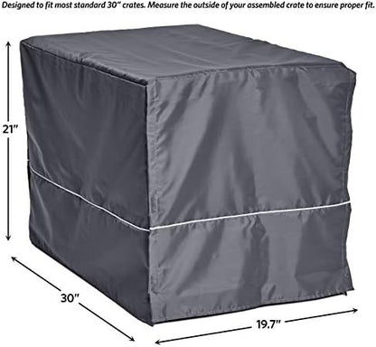 New World Midwest Homes for Pets Medium Dog Crate Cover, Polyester Privacy Kennel Cover Fits Most 30-inch Crates, Light Gray, Machine Washable, Reduces Barking & Chewing
