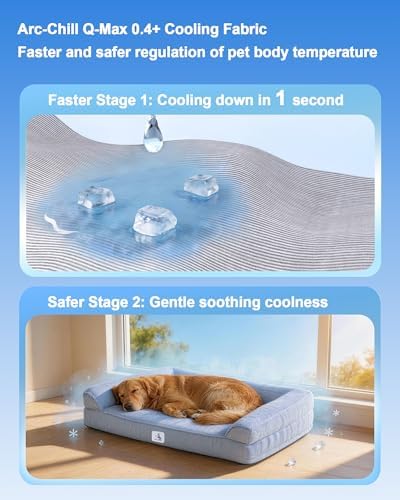 Cooling Dog Bed Orthopedic for Large Dogs ＆ Instant Chill ＆Egg Crate Foam
