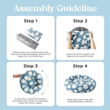 LE SURE Shown on TV Jacquard Donut Dog Beds Extra Large,Blue 42x42x9in