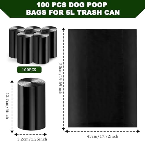 Dog Waste Bags - 100 Pcs Dog Poop Bags for 5L Dog Poop Trash Can Outside