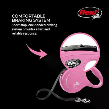FLEXI® Classic Tape Retractable Dog Leash, Medium, 16 ft - Pink