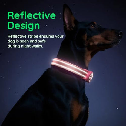 Premium Airtag Dog Collar，with IP68 Waterproof AirTag Holder,Hotpink,M