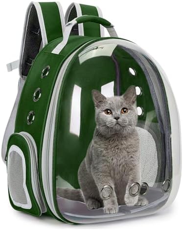 Cat Backpack Carrier Bubble Carrying Bag (Dark Green)