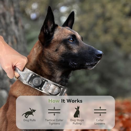 2026 Upgrade Waterproof Tactical AirTag Dog Collar, Built in AirTag Holder