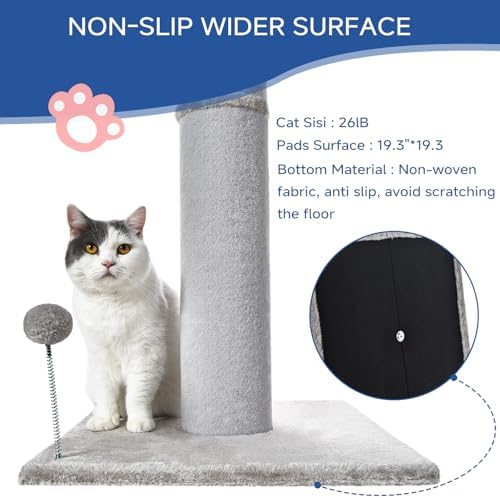 Cat Craft 41" Tall Cat Scratching Post for Large Cats, Light Grey