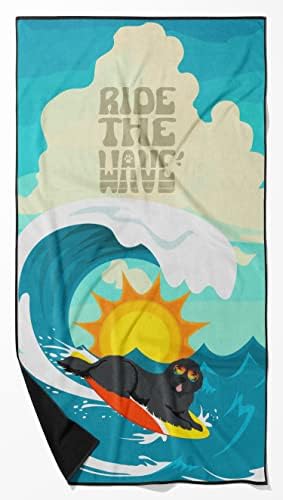 Caroline's Treasures MLM1245TWL3060 Surfer Dog Grey Newfoundland Premium Beach Towel Oversized Towel Beach Blanket, Pool, Beach Essentials, Yoga, Premium Bath Towel, Quick Dry Plush