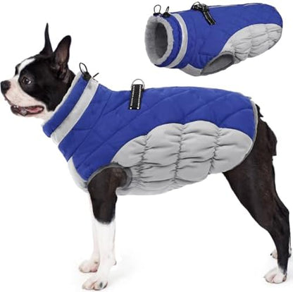 AOFITEE Small Dog Coat Waterproof Dog Winter Jacket with Harness Built in