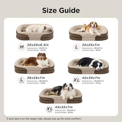 Bedsure 360°Oval Bolster Orthopedic Dog Bed Medium Size Dog,30" Brown