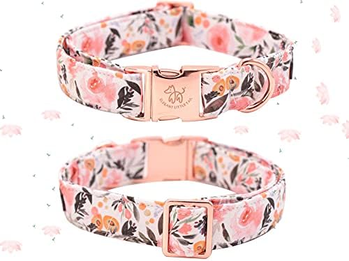 Elegant little tail Floral Girl Dog Collar for Female Dogs, Pet Collar Adjustable Dog Collars with Flower Gift for Medium Dogs