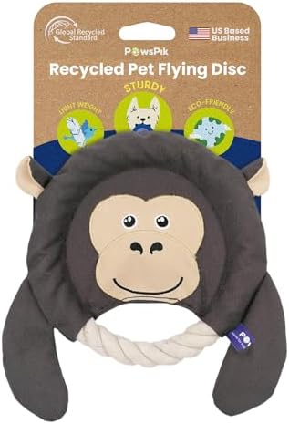 PAWSPIK 2-in-1 Flying Disc & Tug-of-War Dog Toy, Adventurous Ape