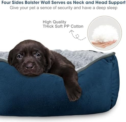 JOEJOY Rectangle Dog Bed for Large Medium Small Dogs Machine Washable Sleeping Dog Sofa Bed Non-Slip Bottom Breathable Soft Puppy Bed Durable Orthopedic Calming Pet Cuddler, Multiple Size, Navy Blue