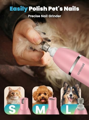 oneisall 4 in 1 Dog Grooming Kit with LCD Display Pink