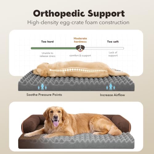 MEKIY Orthopedic XL Dog Bed with Bolster for Extra Large Size Dogs