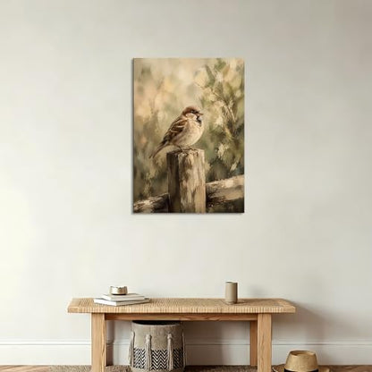 Sparrow Canvas Wall Art 12x18 Inch, Framed Wall Art for Living Room