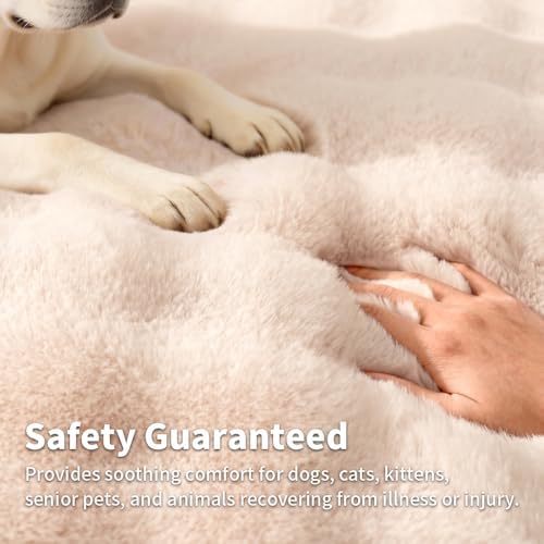 SOMAHE Plush Pet Bed Mat, Machine Washable, Medium 27x20 Milky White