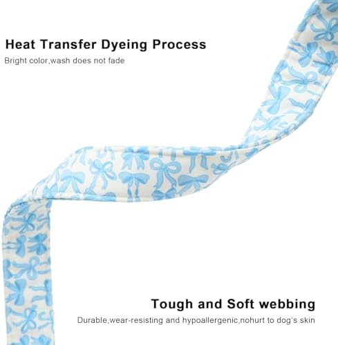 Lionet Paws Summer Dog Collar- Cute Blue Bow Dogs Collar with Plastic Buckle and Bowtie Pendant,Dog Collar for Small Medium Dogs Girl