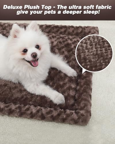 Exsnugy Washable Dog Bed Mat Medium Size Fluffy Pet Crate Pad 36x23