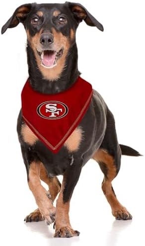 Pets First NFL San Francisco 49ERS Tie Bandana, Large/X-Large. Dog Cat Scarf Bib for Pet. Ultimate Game-Day Party Bandana (SAN-3550-L-XL)