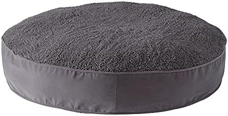 Happy Hounds Scout Deluxe Round Pillow Style Sherpa Dog Bed, Medium (36 x 36 in.), Pewter
