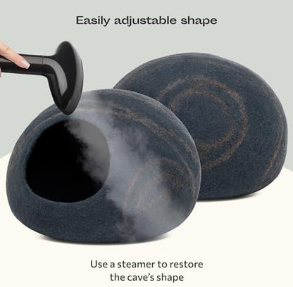 MEOWFIA Cat Cave – Premium Felt Cat Bed for Indoor Cats, Handmade 100% Merino Wool, Cat (Medium, Slate Grey) (Pack of 2)