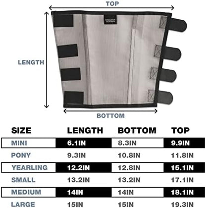 Harrison Howard Loose Fitting Fly Boots UV-Protective Extra Tough Mesh Ventilated Four Fasteners Stay-on Design Protect Horse Legs & Stomp-Reducing Set of 4 Original Grey Yearling