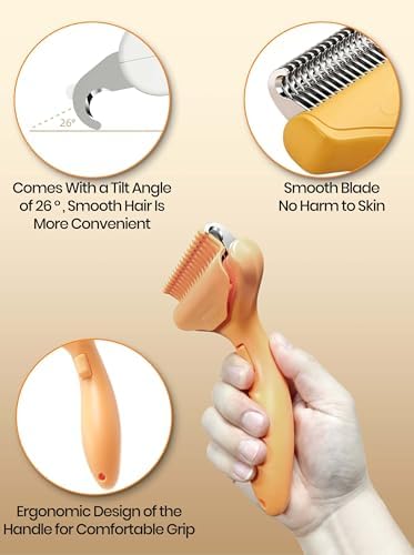 Dematting Comb and Deshedding Brush for Double-Coated Dogs and Cats,Undercoat Rake Pet Brush for long haired and Matted Fur Pets,Grooming Tool for Kitten, Puppy and Rabbit (White)