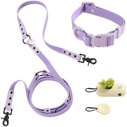 WLK1005H-5SET Luna Medium 8FT Adjustable 6-in-1 Waterproof Hands-Free Leash and Collar with LED Flashlight, Bag Dispenser, and Poop Bag Holder, Bramble