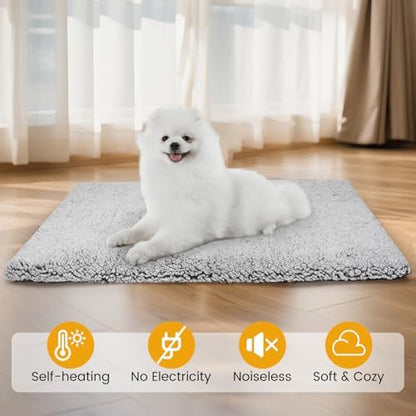 Buvlnee Self Warming Cat Bed Mat, Self Heating Mat for Dog, Extra Warm Thermal Pet Pad with Non-Slip Bottom, Removable Washable Cover for Indoor Outdoor Non Electric (Black, 20x30in)