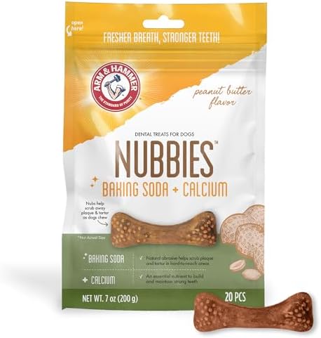 Arm & Hammer Nubbies Dental Treats for Dogs, Peanut Butter, 20 Count