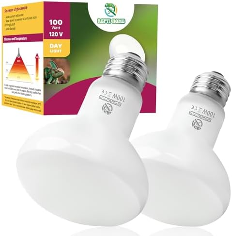 Reptile Heat Lamp Bulbs, Simulate Natural Sunlight Heat Light Bulb, 2 Pack 100W Amphibian Terrarium Basking Spot Lamp for Reptile, Bearded Dragon, Lizard, Turtle, Snake