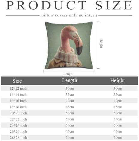 InkRain Winter Animal Cute Flamingo Pillow Cover 28x28 Inch Set of 2 Home Decor Decorative Cotton Linen Illustration Pillowcases for Living Room House Sofa