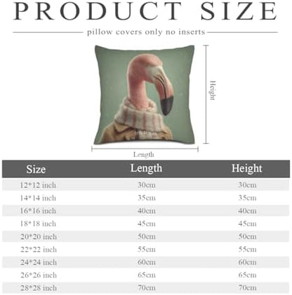 InkRain Winter Animal Cute Flamingo Pillow Cover 18x18 Inch Set of 2 Home Decor Decorative Cotton Linen Illustration Pillowcases for Living Room House Sofa