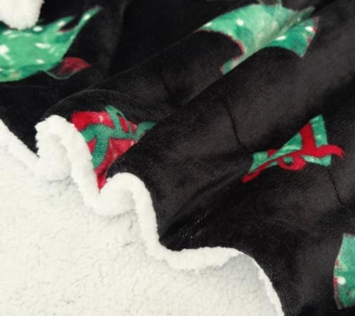 Elegant Comfort Reversible and Ultra-Plush Flannel Fleece-Winter Christmas Sherpa Throw- Lightweight Soft and Cozy-Holiday Decorative Throw, Perfect for Lounging, 50 x 60 inches, Feliz Navidad