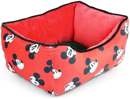 Disney Dog Bed, Mickey Mouse Expressions Scattered Red, Cuddler