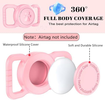 Waterproof Silicone AirTag Holder for Dog Collar, Pink