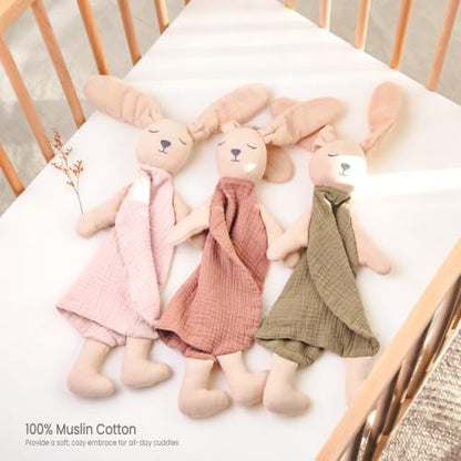 lulumoon Muslin Baby Security Blanket: Soft Bunny Lovey for Self-Soothe