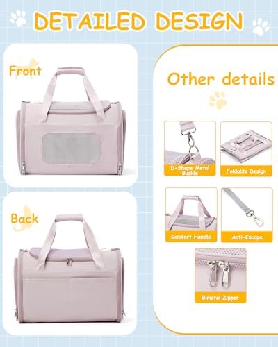 Cat Carrier Soft, Pet Dog Carrier Soft-Sided Airline Approved,Pink