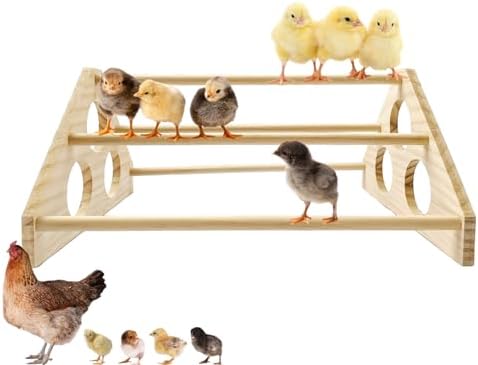 Large Wooden Pine Chick Perch Roosting Bar for Baby Chicks Brooder Coop, Chicken Training Toy Stand