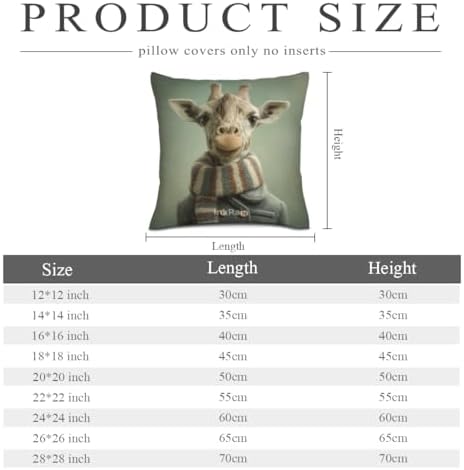 InkRain Winter Animal Cute Giraffe Pillow Cover 16x16 Inch Set of 2 Home Decor Decorative Cotton Linen Illustration Pillowcases for Living Room House Sofa